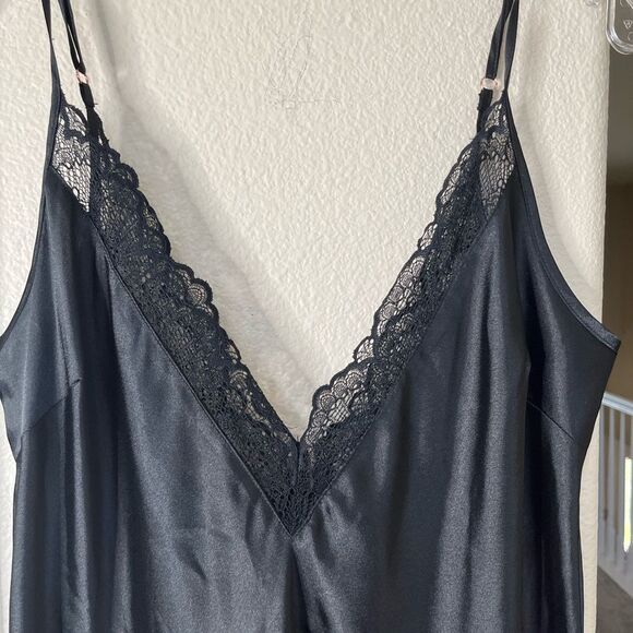 NWT INC International Concepts Lace-Trim Long Nightgown Deep Black Size SM #185 - Picture 5 of 8